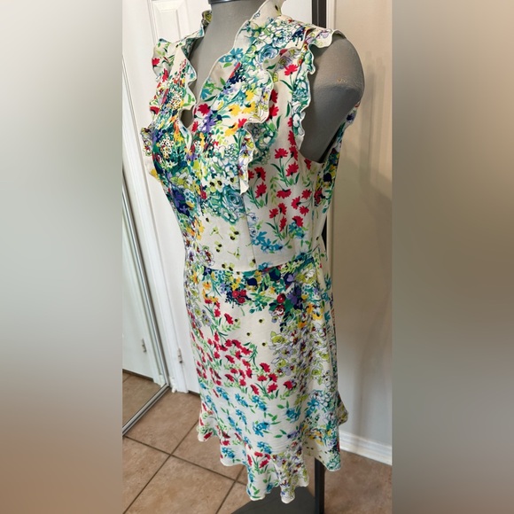 Karl Lagerfeld Floral Ruffled Midi Dress Size 12 - Picture 3 of 7